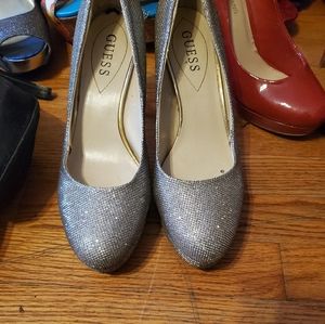 Guess silver pumps.